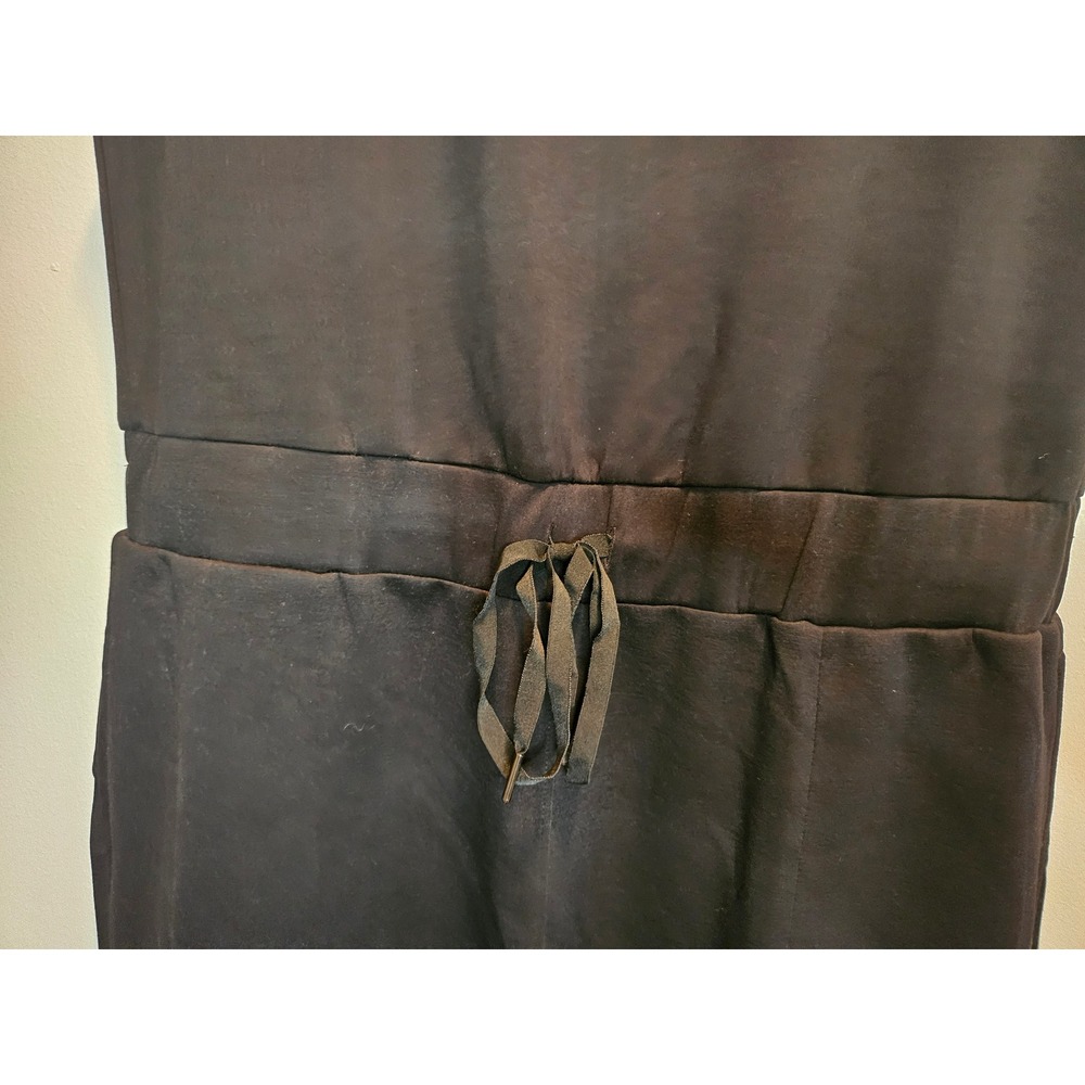 Anrabess Black Sleeveless Wide Leg Jumpsuit Drawstring Waist Pockets XL - Picture 3 of 12